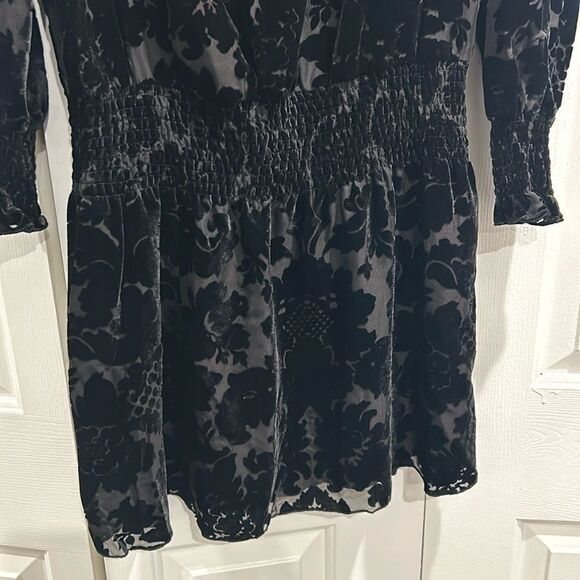 Parker Black Mixed Fabric Dress, Size Large - Picture 5 of 13